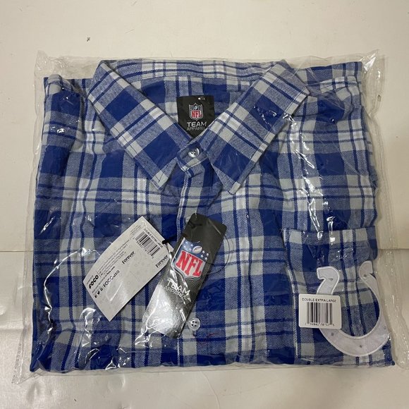 Indianapolis Colts FOCO Mens Flannel Plaid Long Sleeve Button Shirt Pocket - 2XL - Picture 7 of 15